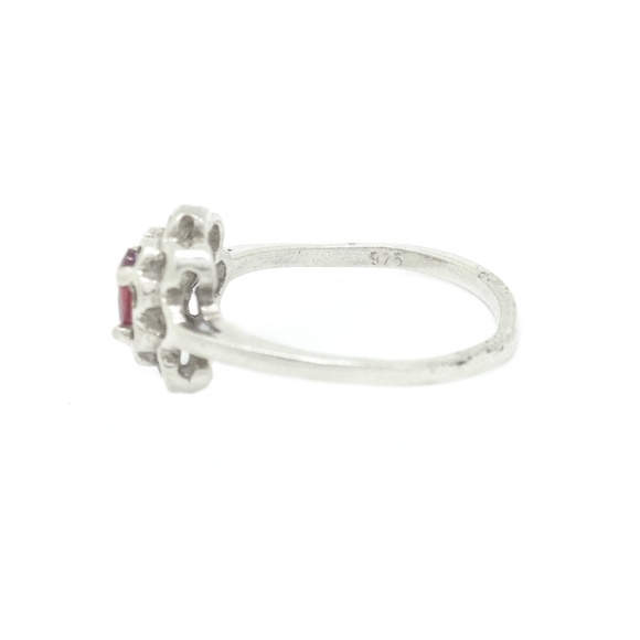 Ring Garnet Flower Sterling Silver - Picture 4 of 4